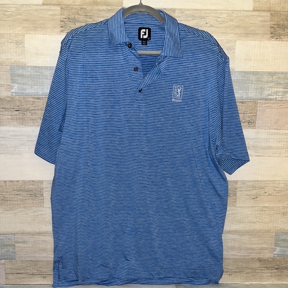 FootJoy Shirts Footjoy Mens Blue Striped Golf Shirt Size Large